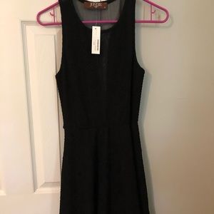 Black mini dress with mesh detail